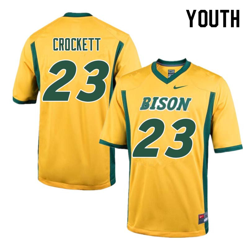 Youth #23 John Crockett North Dakota State Bison College Football Jerseys Sale-Yellow